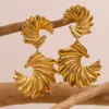 Wholesale PVD Coated Real Gold Plated 18K Gold Geometric Wings 304 Stainless Steel Classic Style Waterproof Non Tarnish Drop Earrings