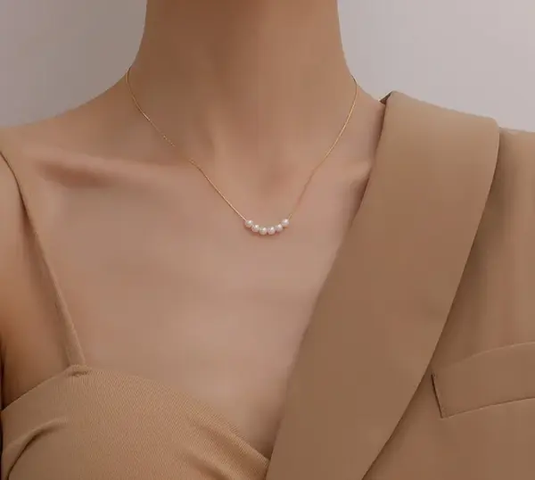 Wholesale Women'S 304 Stainless Steel PVD Coated 18K Gold Plated Inlaid Ball Artificial Pearls Pendant Necklace Imitation Pearl Jewelry