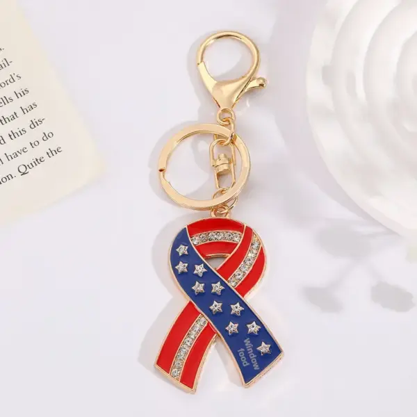 Wholesale Flag Diamond Inlaid Keychain Bag Pendant Small Gift Keychain