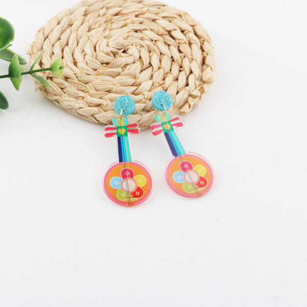 oly-b7f1ea309b6a6cea548fc98bb6b35b34 Wholesale Carnival Music Festival Earrings Fashion Personality Rainbow Guitar Musical Instrument Ear Jewelry
