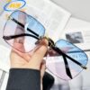 Wholesale Personalized Frameless Cut Edge Sunglasses Internet Celebrity Trendy Women's Fashion Korean Style Anti-Uv Sunglasses