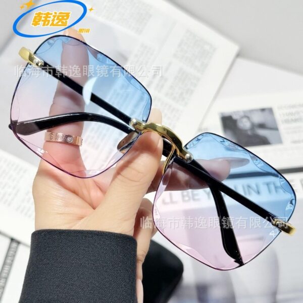 Wholesale Personalized Frameless Cut Edge Sunglasses Internet Celebrity Trendy Women's Fashion Korean Style Anti-Uv Sunglasses