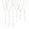 Wholesale Women's Classic Style 16K Gold Stainless Steel + Zircon White Zircon Zircon Cup Four-Pointed Star Y Chain Necklace Set