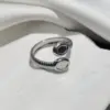 Wholesale Plasma Plated Steel Color 304 Stainless Steel Dot Leaf Open Ring For Women Eye Crown Waterproof Non-Fading Unisex