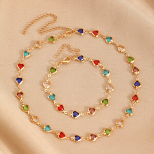 Wholesale Color Love Bracelet Necklace Personalized Alloy Heart-shaped Dopamine Bracelet