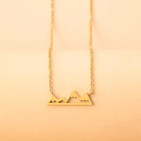 Wholesale Jewelry Simple Style Mountain 304 Stainless Steel Gold Plated Hollow Out Stainless Steel Necklaces