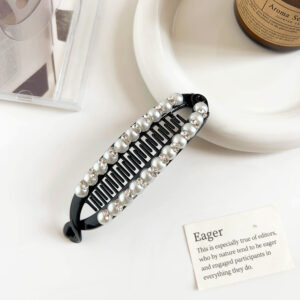11cm Diamond Beads Pea Clip-Black / acrylic