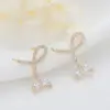 Wholesale Flowers Stud Earrings For Women With 925 Sterling Silver Posts And Copper Base Inlaid With Zirconia In Simple Style