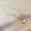 Wholesale Jewelry Simple Style Heart Titanium Steel Imitation Gold Snake Chain Necklace