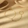 Wholesale PVD Coated Real Gold Plated 18K Gold Geometric 304 Stainless Steel IG Style Waterproof Non Tarnish 304 Stainless Steel Bracelets
