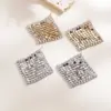 Wholesale Fashion 925 Silver Pin Inlaid Diamond French Earrings Crystal Rhombus Design Rose Gold