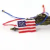 Wholesale Handmade Beaded Bracelet American Flag Independence Day Adjustable No Buckle Rope Bracelet Unisex Black White Red