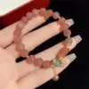 Wholesale Sweet Style Strawberry Crystal Flower Bracelet Versatile Pendant Charm For Girlfriend Best Friend Matching Jewelry Gift