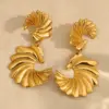 Wholesale PVD Coated Real Gold Plated 18K Gold Geometric Wings 304 Stainless Steel Classic Style Waterproof Non Tarnish Drop Earrings
