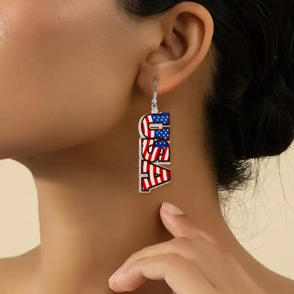 Wholesale American Flag Drop Earrings For Women In Acrylic, Perfect For Independence Day