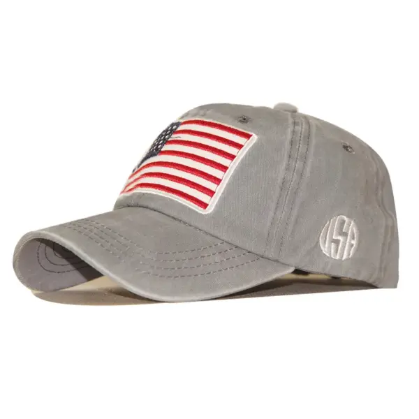 Wholesale Classic American Flag Baseball Cap Pure Cotton Washed Retro Hat Unisex Winter Flat Brim Hat Suitable For Men And Women