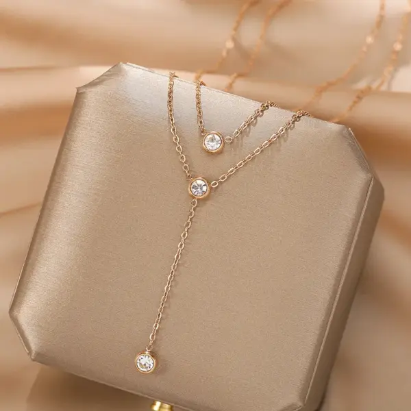 Wholesale PVD Coated Round Titanium Steel IG Style Simple Style Waterproof Non Tarnish 304 Stainless Steel Layered Necklaces