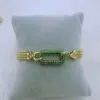 Wholesale Oval Electroplated Copper Bracelet For Women With 18K Real Gold Water Plating And Zircon Inlay, Featuring Round Bead Woven Chain