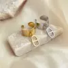 Wholesale PVD Coated Real Gold Plated 14K Gold Geometric Stainless Steel Casual Simple Style Waterproof Non Tarnish Charm Rings