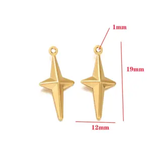 Stainless Steel Hollow Pendant Gold - Diamond Cross