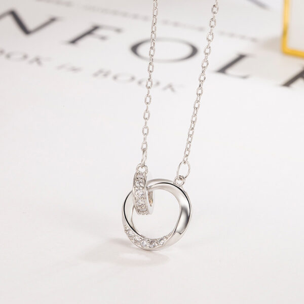 oly-b87f908baeceeba4aa980f72446f760a Wholesale Diamond-Encrusted Double-Ring Möbius Ring Couple Necklace, a Pair of Men's and Women's Light Luxury Niche High-End Valentine's Day Gift