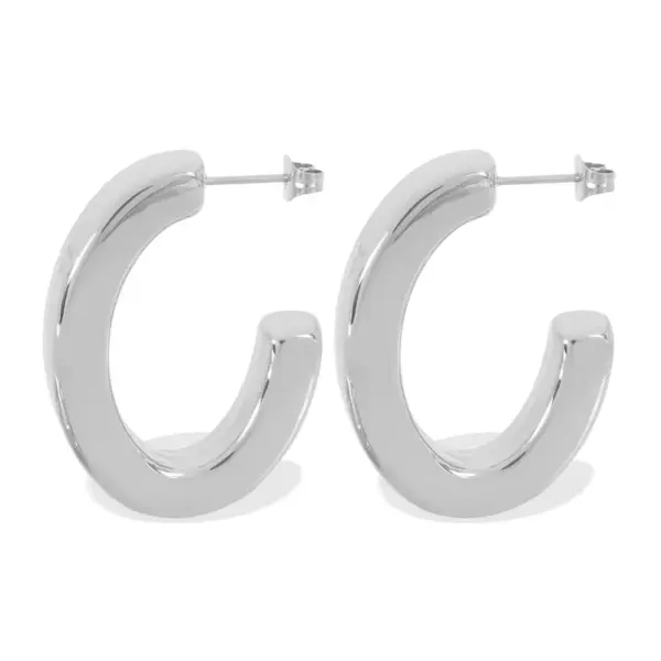 Wholesale 304 Stainless Steel C Shape Oval PVD Coated Real Gold Plated 18K Gold Simple Style Waterproof Non Tarnish Plating Ear Studs