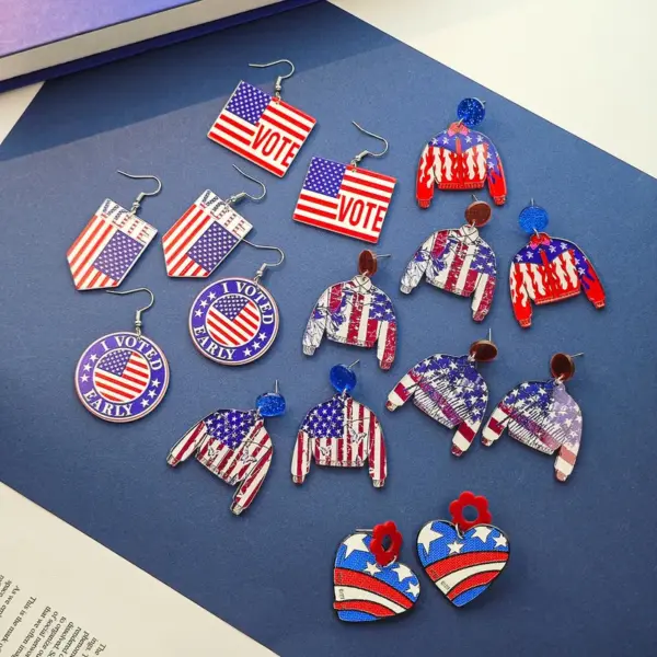 oly-b8a4216a53a5c83c29d6e6a52e4cdf9c Wholesale Retro American Flag Heart Flower Earrings Acrylic Geometric Pattern Round Shape Women's Jewelry Fashion Accessories