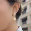Wholesale Geometric Waterproof Non Tarnish Earrings For Women, 18K Real Gold Plated 304 Stainless Steel With Zircon Inlay, PVD Coated