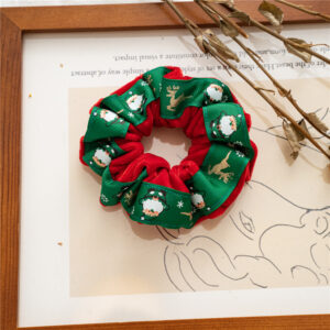 930# Red Green Ribbon-Christmas Hair Loop