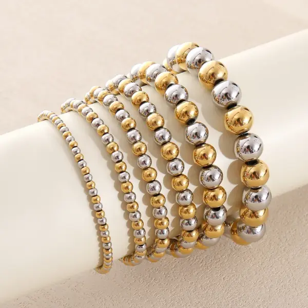 Wholesale Hip-Hop Retro Round 304 Stainless Steel Bracelets In Bulk