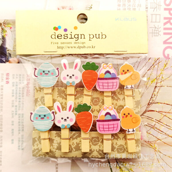 oly-b8acbfbe94dd8a80a7863a60cd555fad Wholesale Easter elements collection cartoon rabbit clip hanging photo wall kindergarten flower shop card colorful egg small wooden clip
