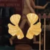 Wholesale PVD Coated Real Gold Plated 18K Gold Petal 304 Stainless Steel Simple Style Waterproof Non Tarnish Ear Studs