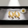 Wholesale Hypoallergenic Flowers Sleeper Earrings For Women In 304 Stainless Steel With 18K Real Gold Plated Finish