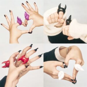 Wholesale 2025 new creative devil angle resin ring European and American color small angle personality niche ring gift