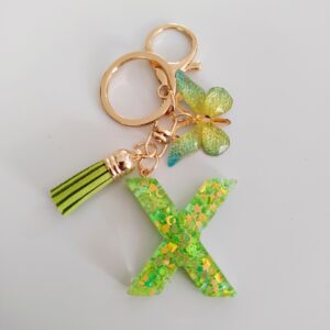 Green letter key chain pendant-X