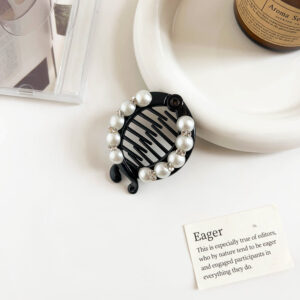 6.5cm diamond beads fat bean clip-black / acrylic