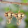 Wholesale 1 Pair Retro Western Style Elephant Wood Drop Earrings