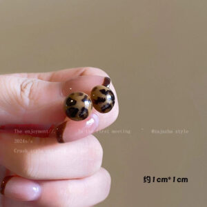 A2682 leopard print-korean retro leopard print round earrings