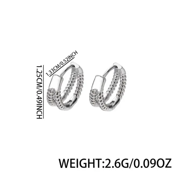 Wholesale Double Layer Silver Earrings Unisex Trendy Design High-End Sensation Men's Personality Women's Fashion Simple European Style Accessories