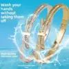 Wholesale Bow Tie Bangle For Women In Steel Color Titanium Steel With Rhinestones Featuring Electroplated Finish