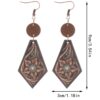 Wholesale Western Style Hollow Out Cactus Sheep Head Pattern Irregular Shape Wooden Earrings Women Earrings
