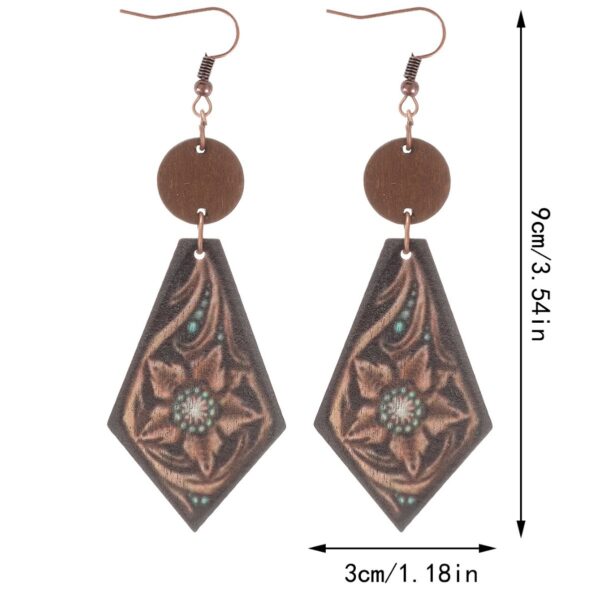 Wholesale Western Style Hollow Out Cactus Sheep Head Pattern Irregular Shape Wooden Earrings Women Earrings