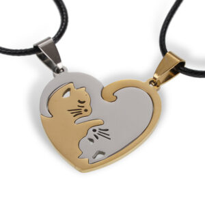 Golden White Love Cat Pair of Black Lines