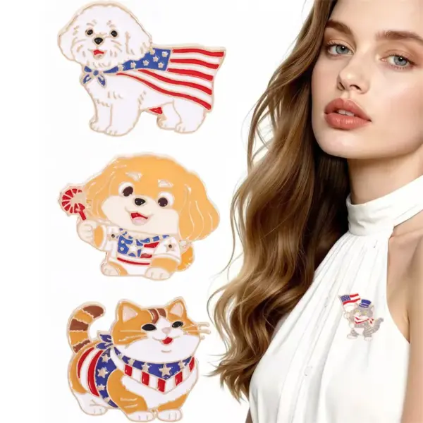 Wholesale Cartoon Animal Pinback Badge In Multicolor Featuring Stamping Craft Made Of Alloy