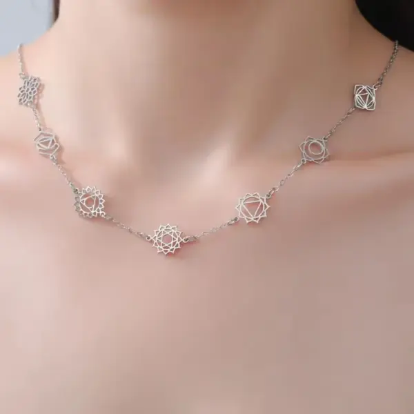 Wholesale Handmade Lotus Yoga Om Pendant Stainless Steel Hollow Polished Jewelry Necklace Accessories Colorful Zircon Durable