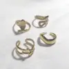 Wholesale Plasma Plated Steel Color 304 Stainless Steel Open Ring Snake-Shaped Cross Ginkgo Leaf Waterproof Non-Fading For Women