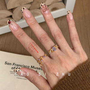 Yellow gold, purple zirconium starry ring / Opening is adjustable