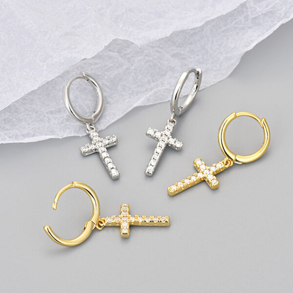 oly-b9214f252bbb214cbbecfb5140c87dde Wholesale Cross Earrings for Women with Diamond Zircon Simple Versatile Earrings Selling Wholesale Earrings Fashion
