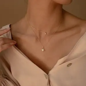 Wholesale 201 Stainless Steel 304 Stainless Steel Glass Gold Plated Casual Sweet Shiny Plating Inlay Star Zircon Layered Necklaces