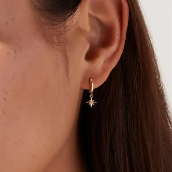 Wholesale 1 Pair Modern Style Star Plating Inlay Copper Zircon 18K Gold Plated Drop Earrings